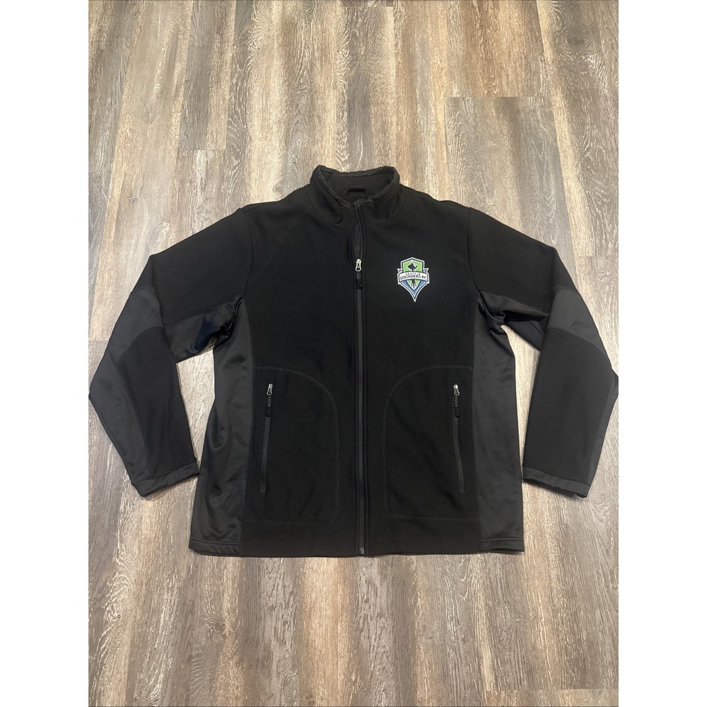Seattle Sounders FC Men's L G-III Long Sleeve Full Zip Fleece Coat Black